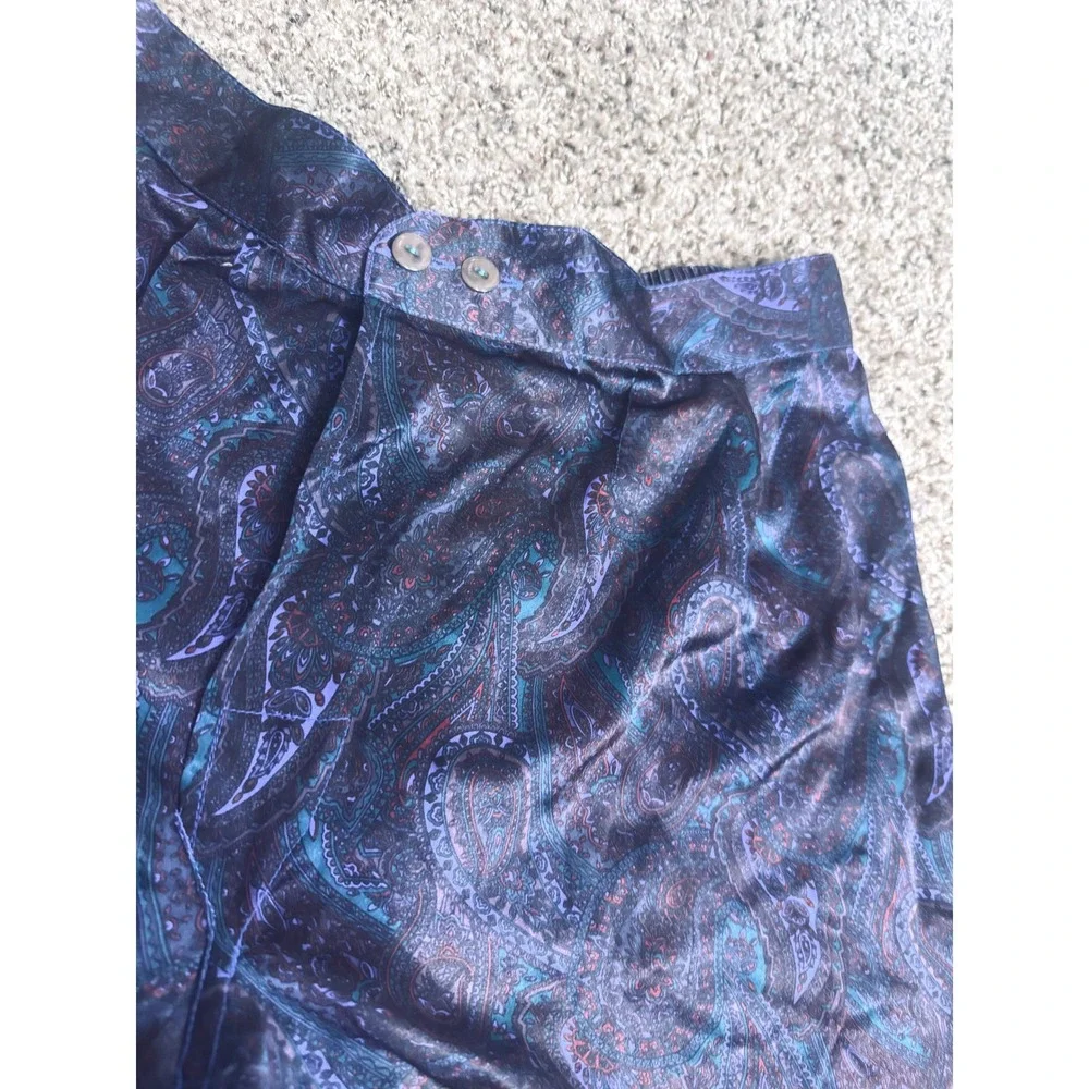 Vintage 90s 1 London 100% Silk Paisley Boxer Shorts Mens Purple Blue L/XL 36-38